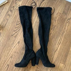 Lulus OTK Black Suede Boots